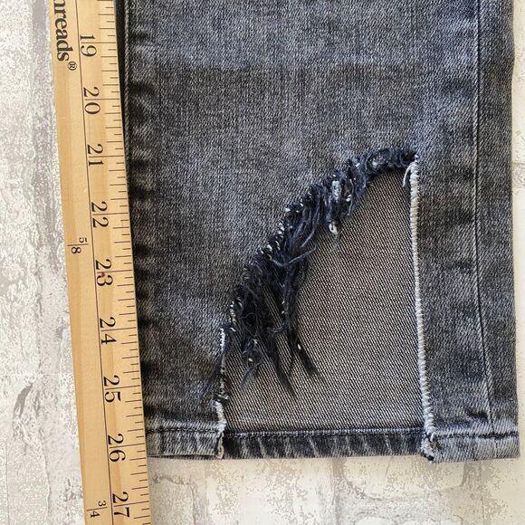 Frame Le High Straight Leg Jeans Silver Strike Split Hem Frayed Denim Sz 30 - Picture 7 of 13